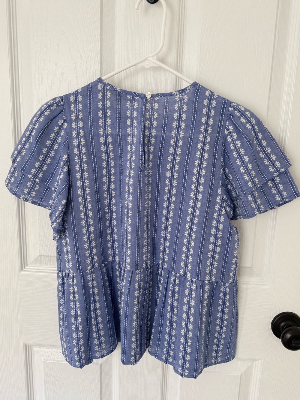 Loft Embroidered Flutter Sleeve Peplum Top - Picture 3 of 6